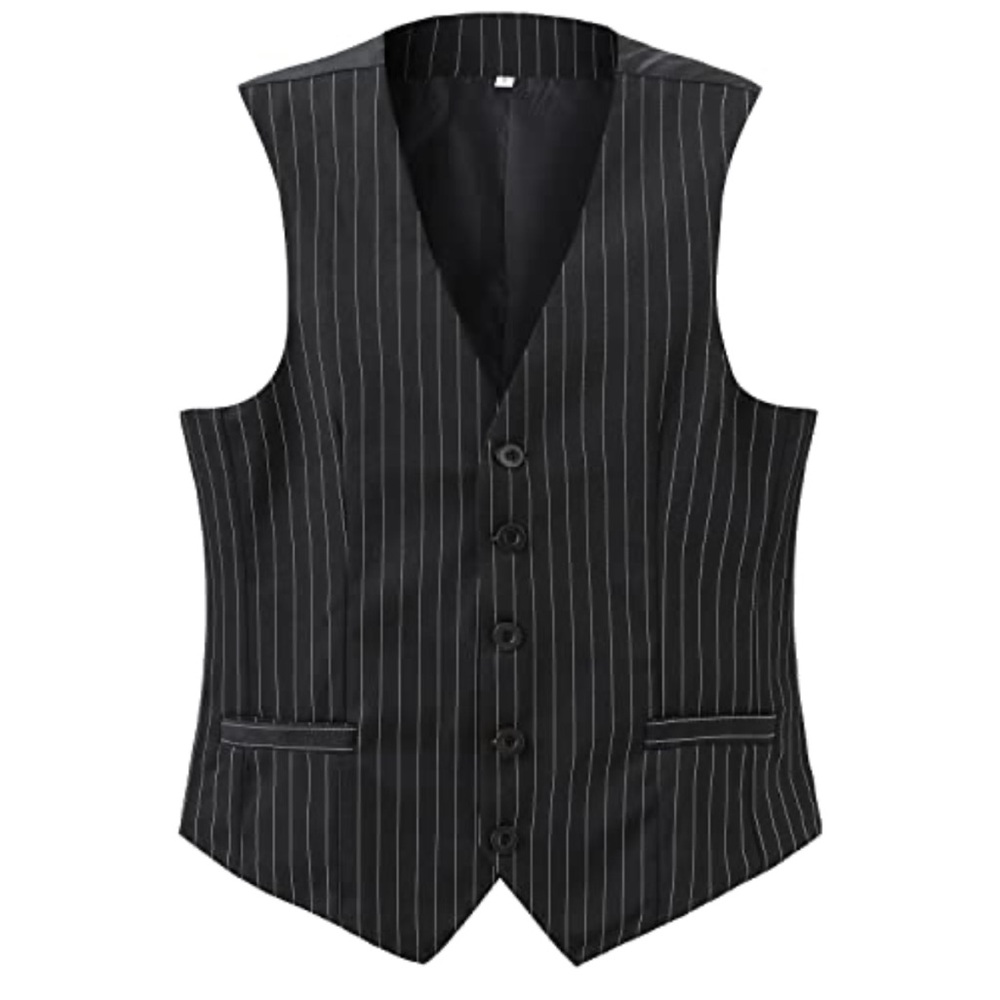 Men's Black Pinstripe Vest